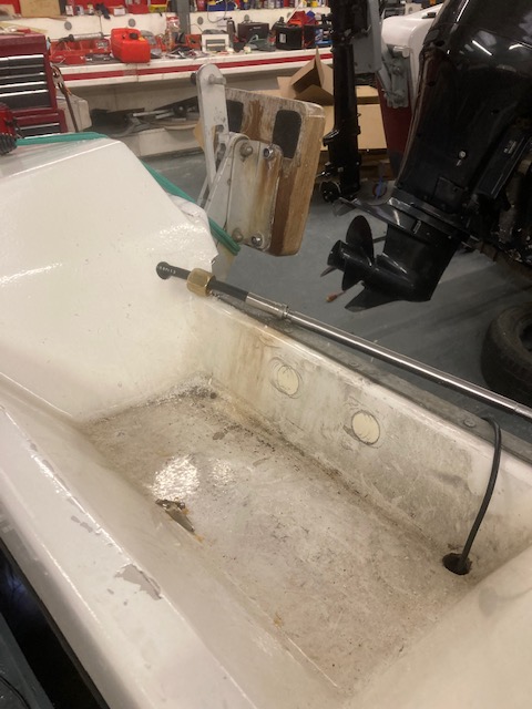 Engine refit and pedestal seats on a Dell Quay.